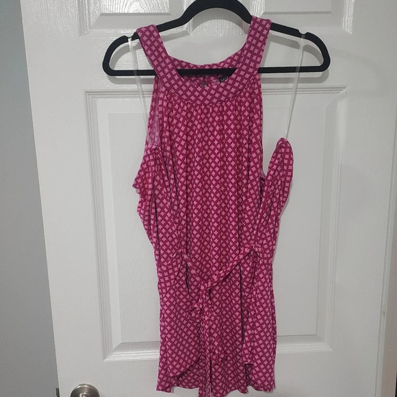 Lane Bryant Gloria Floral Swing Halter-Neck Belted Knit Top Size in 34/36 - Picture 2 of 11